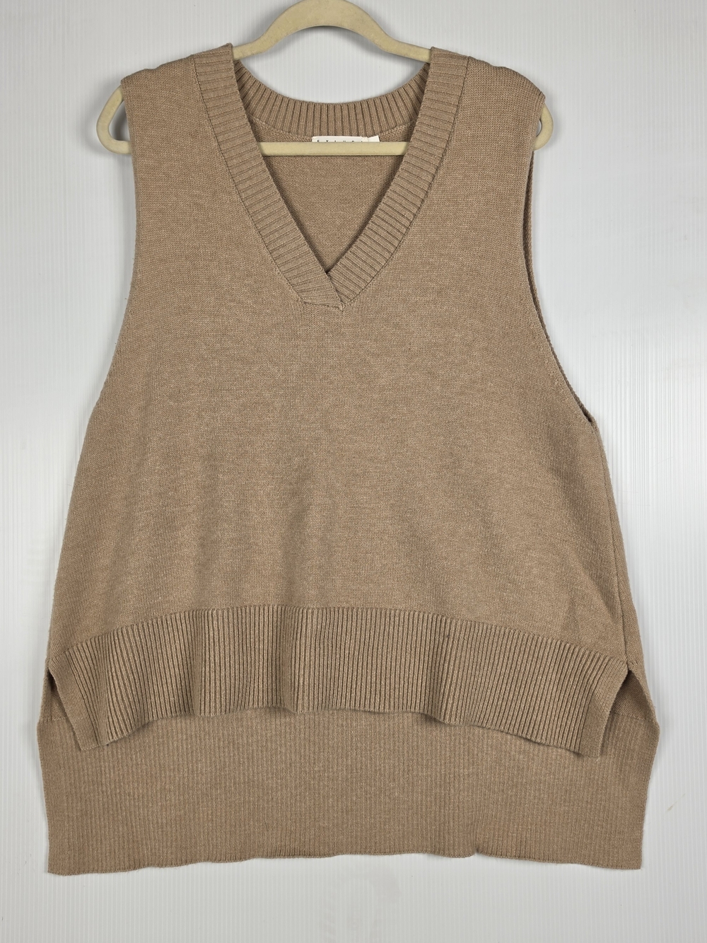 Classic V-Neck Sweater Vest in Tan